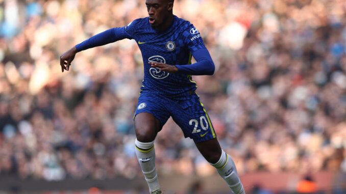 Manchester, England, 15th January 2022. Callum Hudson-Odoi of Chelsea during the Premier League match at the Etihad Sta