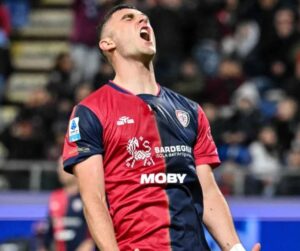 Roberto Piccoli in Cagliari shirt before £30m Crystal Palace transfer.