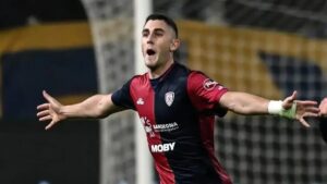 Roberto Piccoli in Cagliari shirt before £30m Crystal Palace transfer.